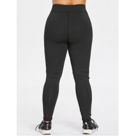 Plus Size Color Block Sports Leggings (GRAY)