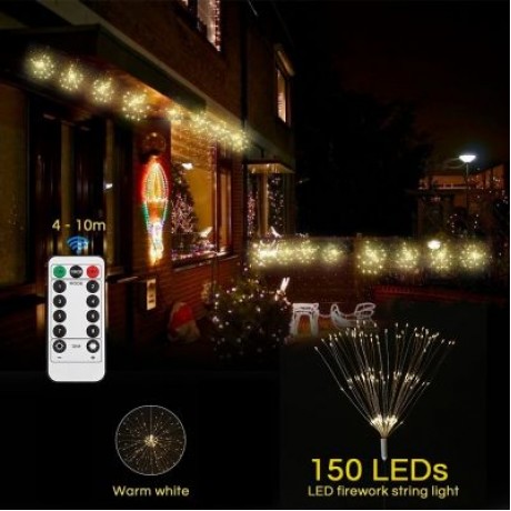 2PCS LH - BOM - YHD150WW 150-LED Dimmable Starburst String Lamps for Decor (WARM WHITE)