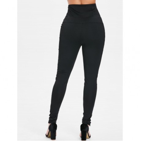 Lacing High Waisted Bodycon Pants (BLACK)