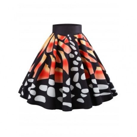 Butterfly Print Mid Calf Skirt (MULTI)