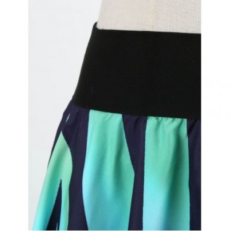 Butterfly Print Asymmetrical Skirt (GREEN)