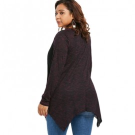 Plus Size Lace Insert Buttoned Asymmetric Top (RED)