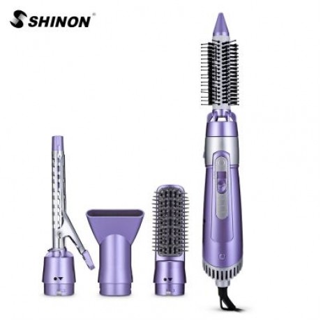 SHINON SH - 9822 - 6 HAIR STYLING TOOL SET 5-IN-1 ELECTRIC DRYER CURLER BRUSH COMB (MAUVE)