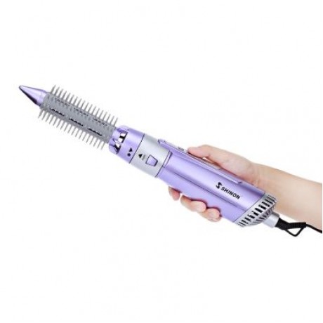SHINON SH - 9822 - 6 HAIR STYLING TOOL SET 5-IN-1 ELECTRIC DRYER CURLER BRUSH COMB (MAUVE)