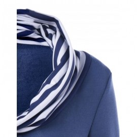 Cowl Neck Striped Trim Ruched T-Shirt (PURPLISH BLUE)