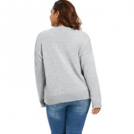 Drop Shoulder Plus Size Criss Cross Sweater (GRAY)