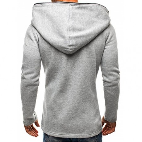 MULTI ZIPPER EMBELLISHED SOLID COLOR HOODED JACKET (LIGHT GRAY)