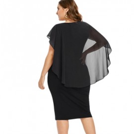 Plus Size Rhinestone Embellished Capelet Dress (BLACK)
