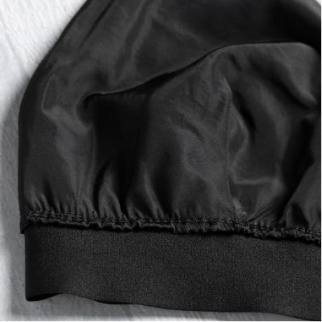 Spaghetti Strap Backless Floral Embroidery Women Bra Top (BLACK)
