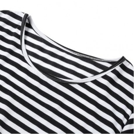 Round Collar Short Sleeves Layered Maternity Breastfeeding Top Shirt (BLACK)
