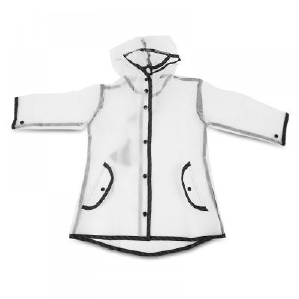 Children Hooded Fringe Transparent Rain Coat Rainsuit Rainwear (TRANSPARENT)