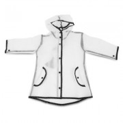 Children Hooded Fringe Transparent Rain Coat Rainsuit Rainwear (TRANSPARENT)
