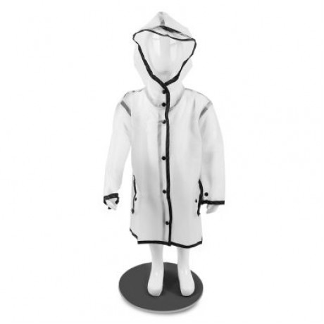 Children Hooded Fringe Transparent Rain Coat Rainsuit Rainwear (TRANSPARENT)