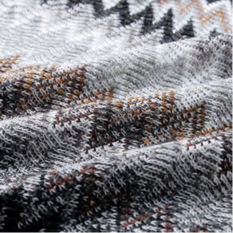 Boat Neck Chevron Stripe Fringed Knit Poncho Women Pullover Sweater (GRAY CLOUD)
