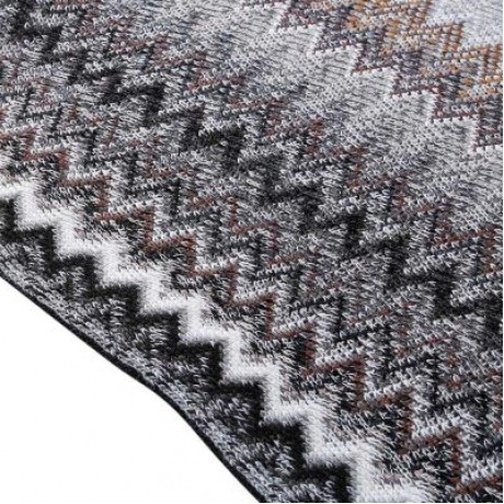 Boat Neck Chevron Stripe Fringed Knit Poncho Women Pullover Sweater (GRAY CLOUD)