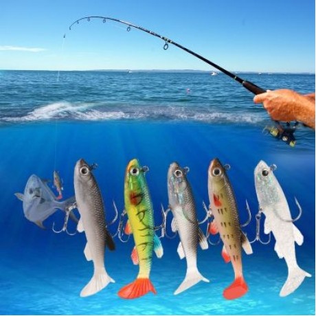 3D Eye Lead Artificial Soft Fishing Bait with Double Hook (MULTI-A)
