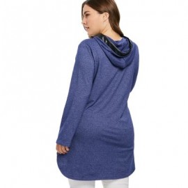 Plus Size Two Tone Drawstring Hoodie (STEEL BLUE)