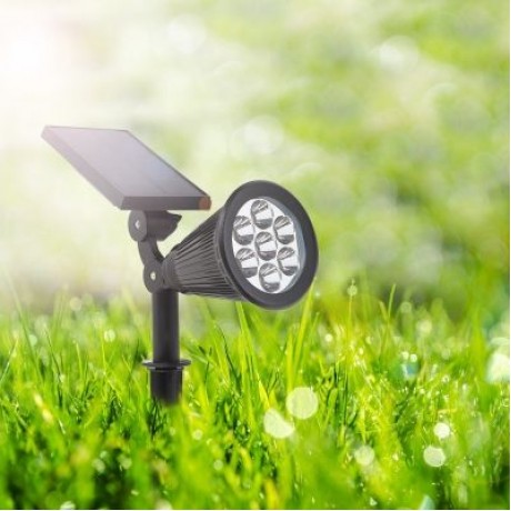 7 LEDs Solar Power Spotlight Lawn Lamp Outdoor Landscape Light (BLACK)