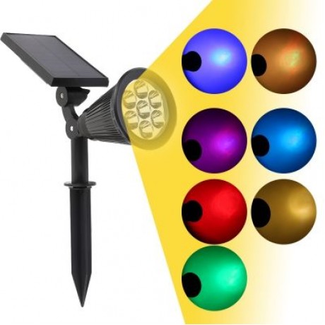 7 LEDs Solar Power Spotlight Lawn Lamp Outdoor Landscape Light (BLACK)