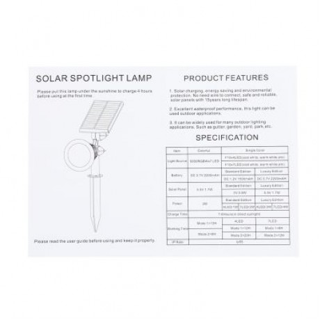 7 LEDs Solar Power Spotlight Lawn Lamp Outdoor Landscape Light (BLACK)