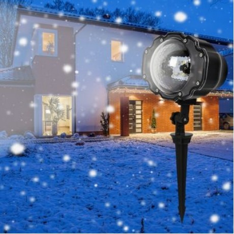 LED Snowfall Light Remote Control Christmas Snow Falling Projector Lights (BLACK)