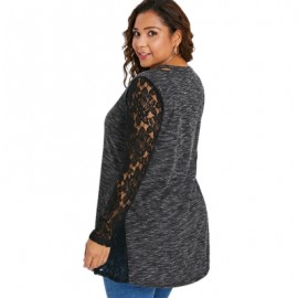 Plus Size Sheer Lace Panel Tunic T-shirt (CARBON GRAY)