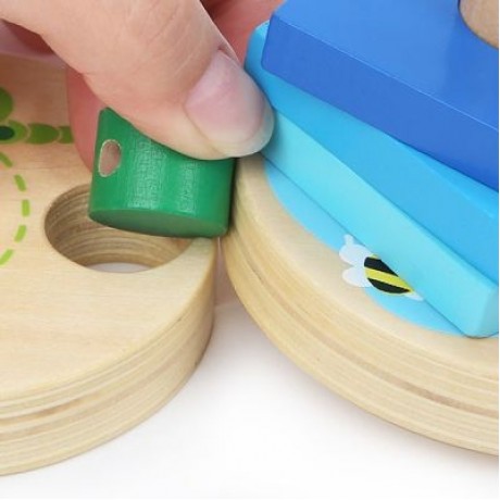 Topbright Educational Children Wooden Four Column Set Geometric Shape Matching Blocks (MUL