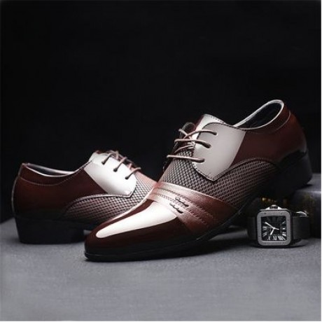 Men Formal Pointed Toe Lace Up Business Blucher Shoes (BROWN)