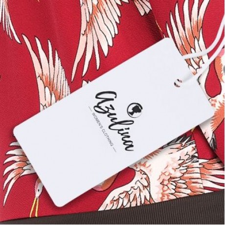 Stand Collar Long Sleeve Bird Print Pocket Women Jacket (LOVE RED)