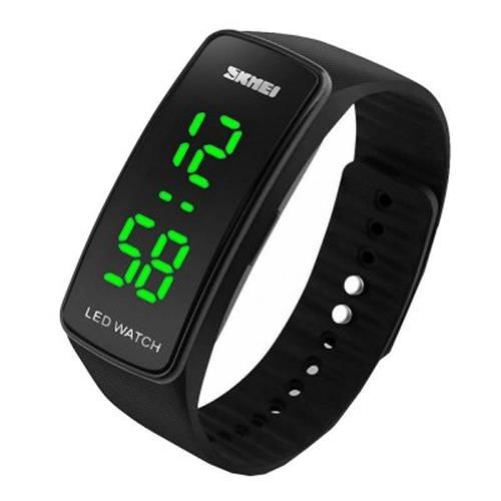 SKMEI 1119 LED SPORTS WATCH WITH DATE FUNCTION RUBBER BAND (BLACK)