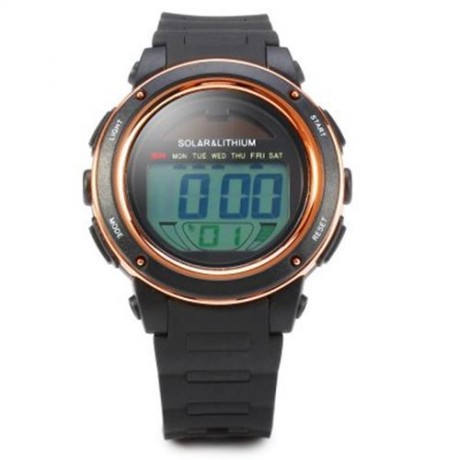 SKMEI 1096 5ATM WATER RESISTANT SOLAR POWER LED SPORTS WATCH WITH BACKLIGHT ALARM (GOLDEN)