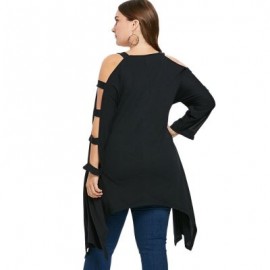 Plus Size Letterr Print Long Sleeve T-shirt (BLACK)