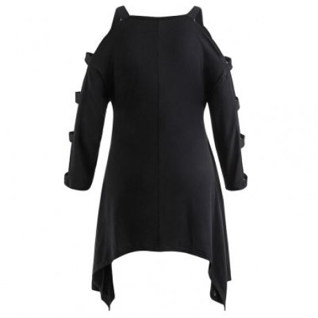 Plus Size Letterr Print Long Sleeve T-shirt (BLACK)
