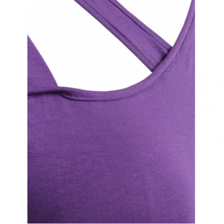 Plus Size Shoulder Cut Long Sleeve T-shirt (PURPLE)