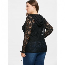 Plus Size Lace Zipper Jacket (BLACK)