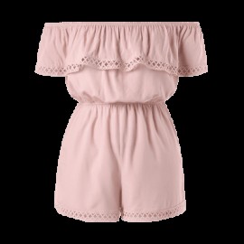 Plus Size Off The Shoulder Romper (PINK BUBBLEGUM)
