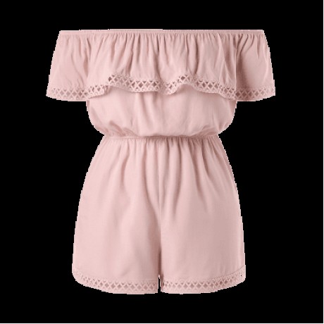 Plus Size Off The Shoulder Romper (PINK BUBBLEGUM)