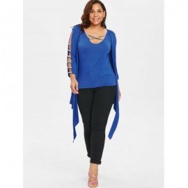 Plus Size Tank Top with Draped Cardigan (BLUE)