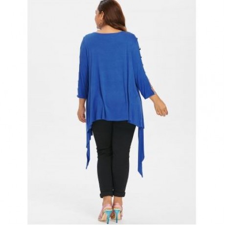 Plus Size Tank Top with Draped Cardigan (BLUE)