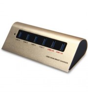 ALUMINUM ALLOY 4 USB3.0 PORTS HUB 2 QUICK CHARGE INTERFACES SMART CHARGER WITH US PLUG POW