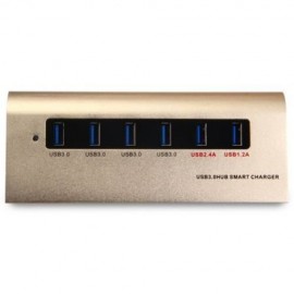 ALUMINUM ALLOY 4 USB3.0 PORTS HUB 2 QUICK CHARGE INTERFACES SMART CHARGER WITH US PLUG POW