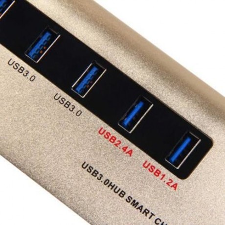 ALUMINUM ALLOY 4 USB3.0 PORTS HUB 2 QUICK CHARGE INTERFACES SMART CHARGER WITH US PLUG POW