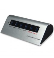 ALUMINUM ALLOY 4 USB3.0 PORTS HUB 2 QUICK CHARGE INTERFACES SMART CHARGER WITH US PLUG POW