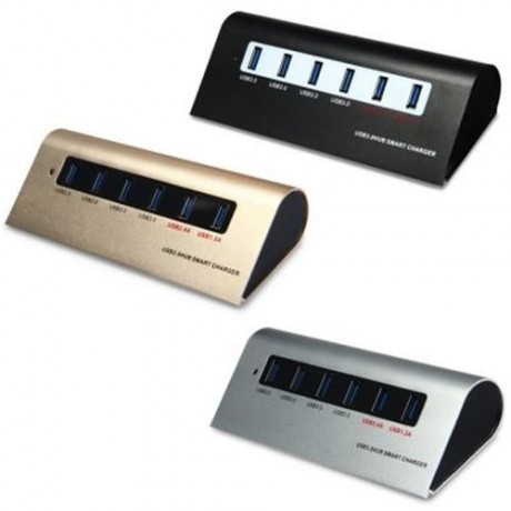 ALUMINUM ALLOY 4 USB3.0 PORTS HUB 2 QUICK CHARGE INTERFACES SMART CHARGER WITH US PLUG POW