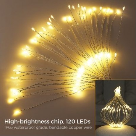 2PCS LH - BOM - YHD120WW 120 LEDs Hanging Starburst Lamps with 8 Lighting Modes (WARM WHIT