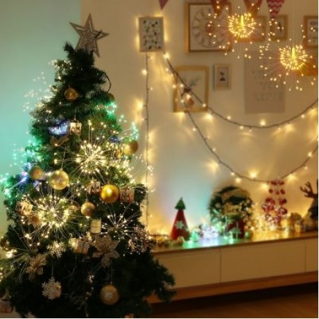 2PCS LH - BOM - YHD120WW 120 LEDs Hanging Starburst Lamps with 8 Lighting Modes (WARM WHIT