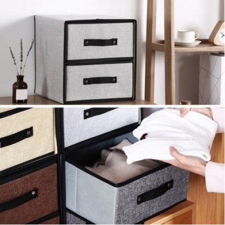 Washable Fabric Storage Box Drawer Type (COFFEE)