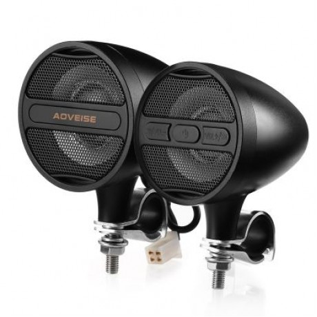 AOVEISE MT473 12V MOTORCYCLE MP3 AUDIO PLAYER BLUETOOTH SPEAKERS FM TUNER (BLACK)