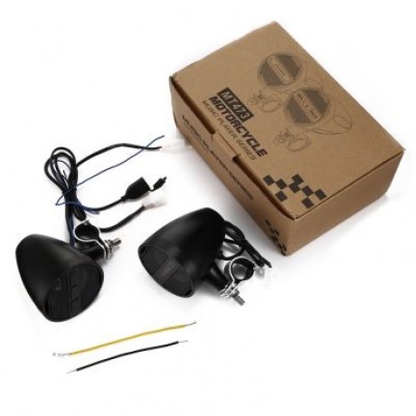 AOVEISE MT473 12V MOTORCYCLE MP3 AUDIO PLAYER BLUETOOTH SPEAKERS FM TUNER (BLACK)
