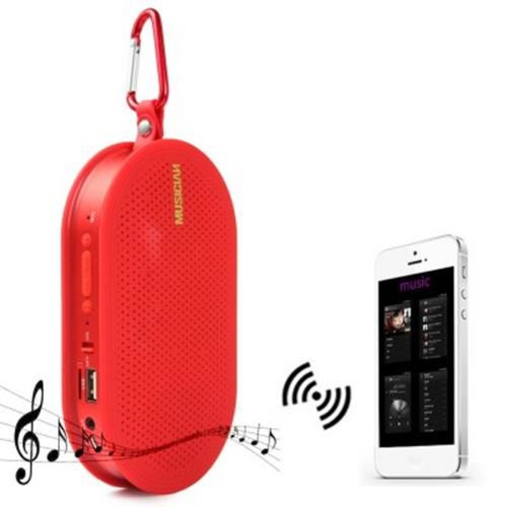 F8 BLUETOOTH 3.0 HANDSFREE SPEAKER WITH MIC VOLUME CONTROL SUPPORT TF CARD (RED)
